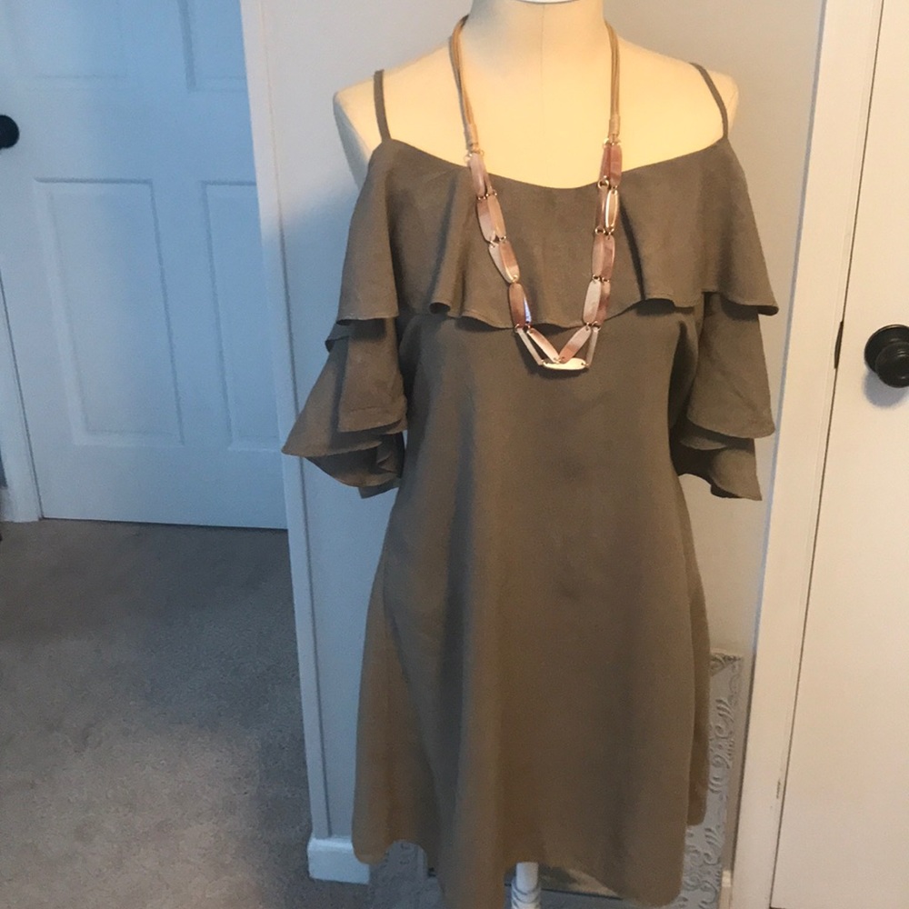 Olive linen blend dress.